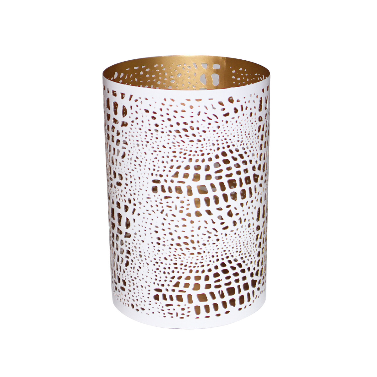 Windlicht BELLARY weiß/gold, H: 20 cm, Ø 13,5 c