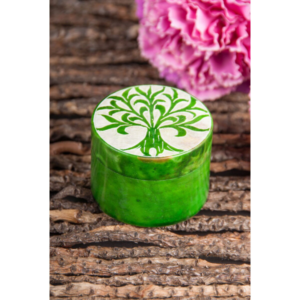 Yggdrasil Döschen, grün Speckstein, ø 5 cm, H: 3,5 cm
