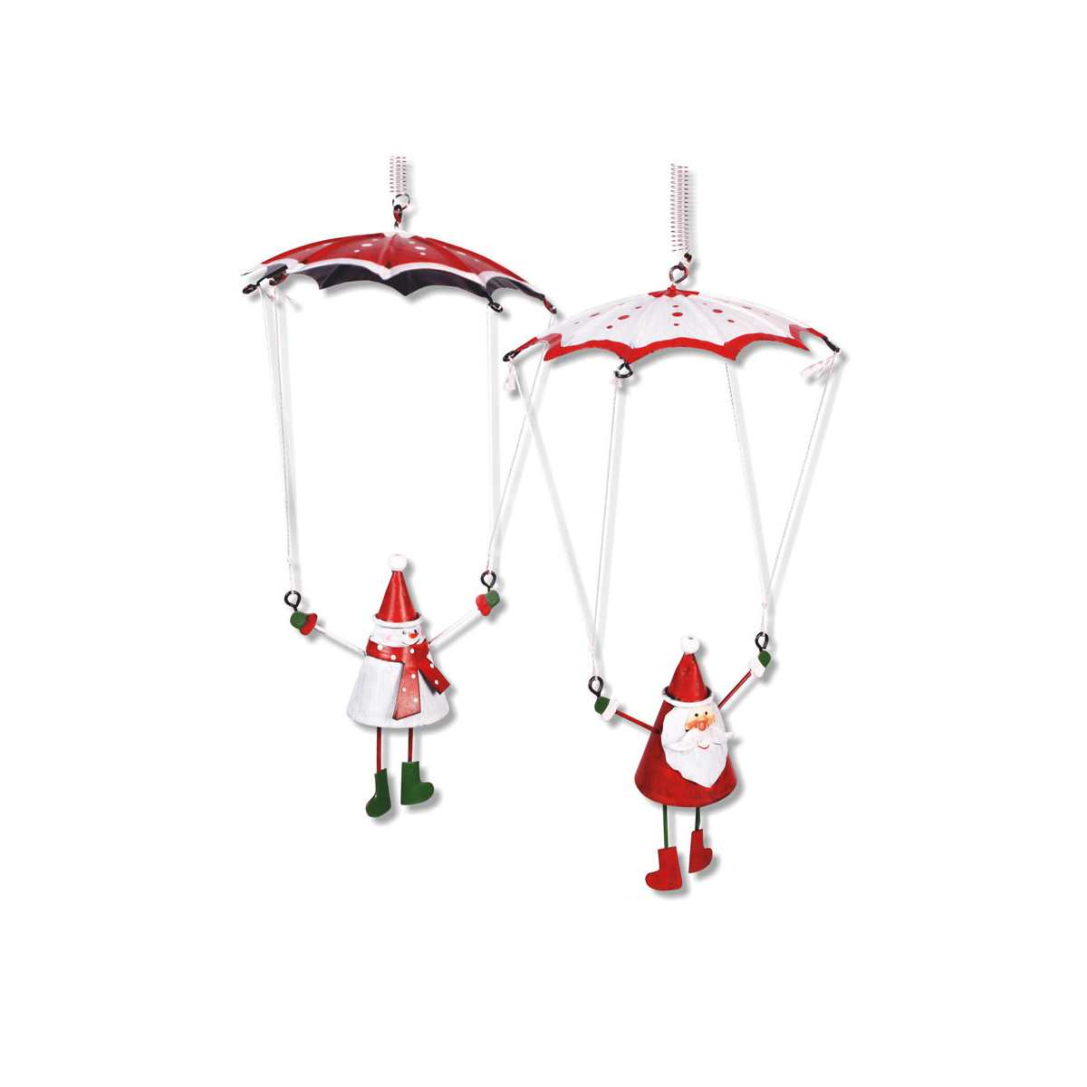 Fallschirm mit Weihnachtsmann und Schneemann