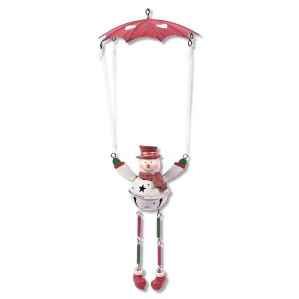 Schwingfigur Fallschirm mit Schneemann, 25cm