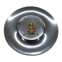 Räucherstäbchenhalter "Ganesha" Messingrelief auf Metall rund 10cm