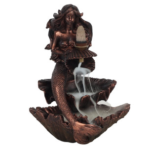 Bronze Effect Mermaid, Backflow Incense Burner,...