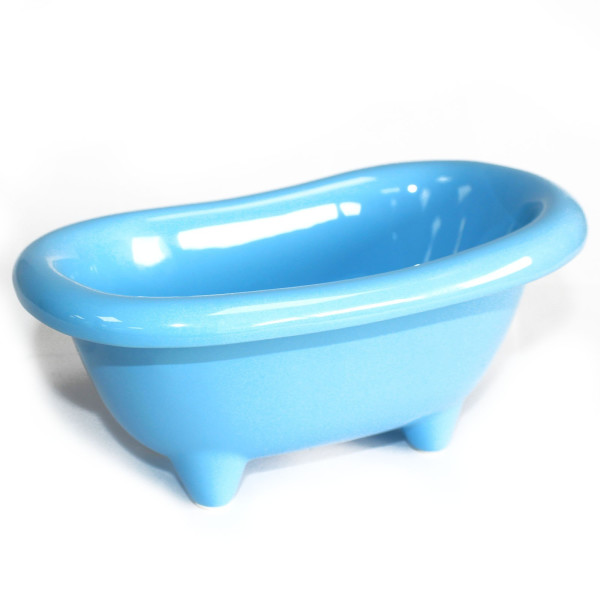 Kleine Keramikbadewanne - babyblau mit süßen Badewannenfüßen