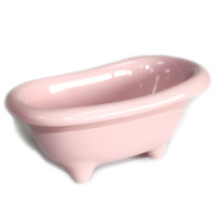 Kleine Keramikbadewanne - rosa mit süßen Badewannenfüßen