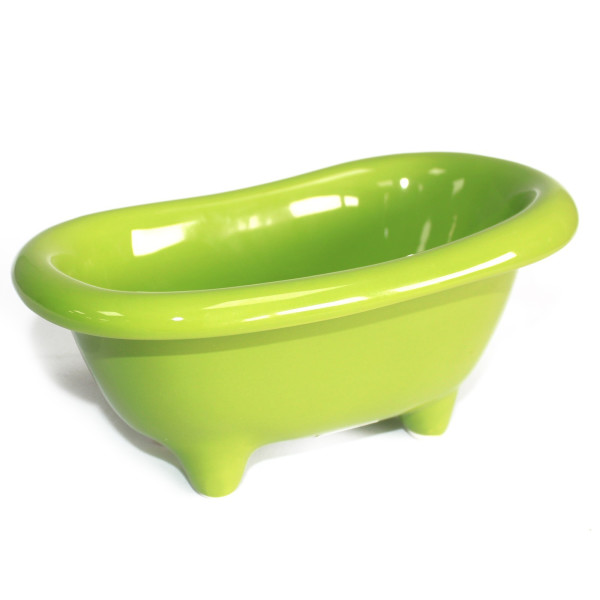 Kleine Keramikbadewanne - hellgrün mit süßen Badewannenfüßen
