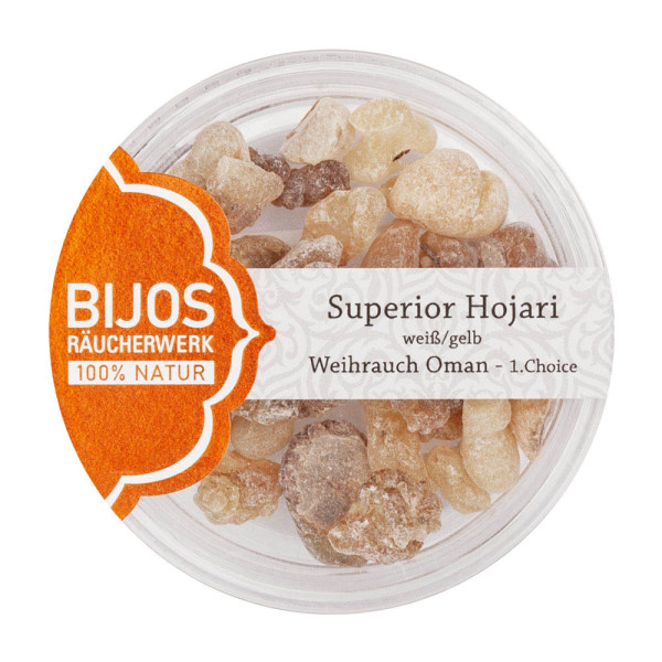 Superior Hojari weiß/gelb - Weihrauch Oman im 50 ml PS-Glas