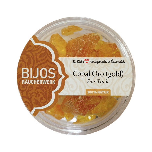 Copal ORO (Gold) FAIR TRADE BiJos Räucherwerk im 50 ml Ps-Glas