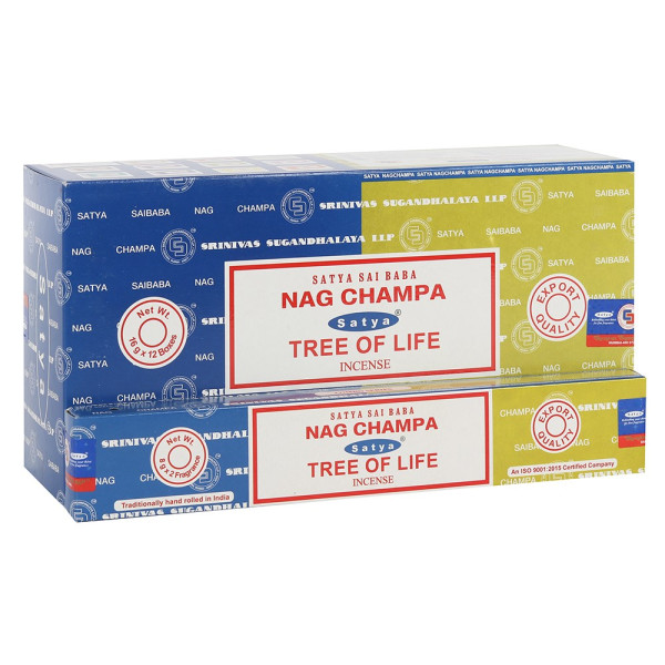 Satya Combo Pack Nag Champa und Tree of Life Räucherstäbchen