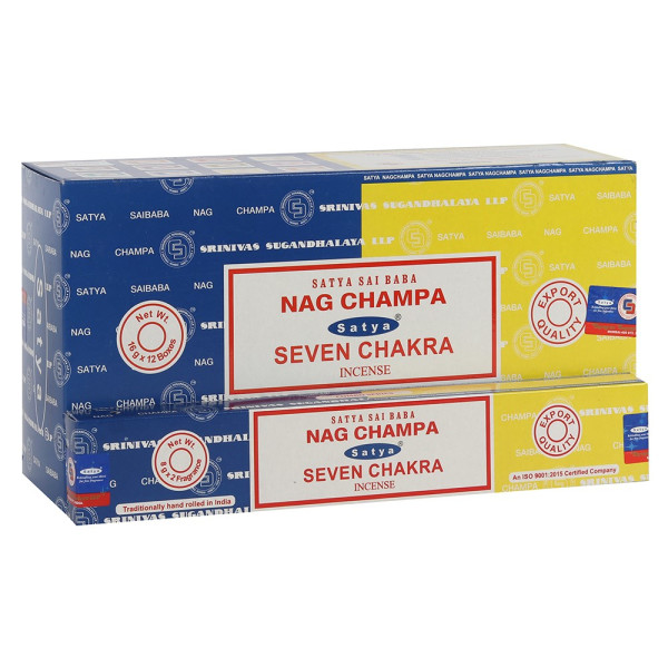 Satya Combo Pack Nag Champa und Seven Chakras Räucherstäbchen