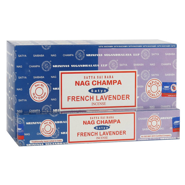 Satya Combo Pack Nag Champa und French Lavender Räucherstäbchen