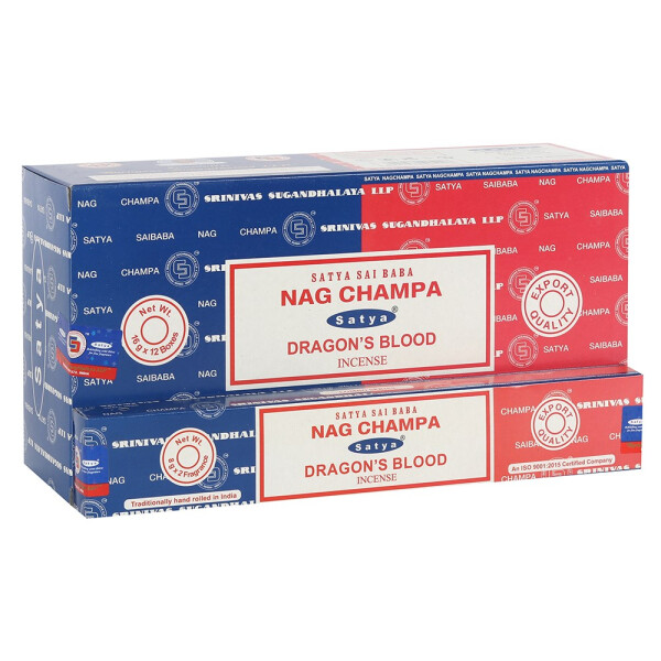 Satya Combo Pack Nag Champa und Dragons Blood Räucherstäbchen