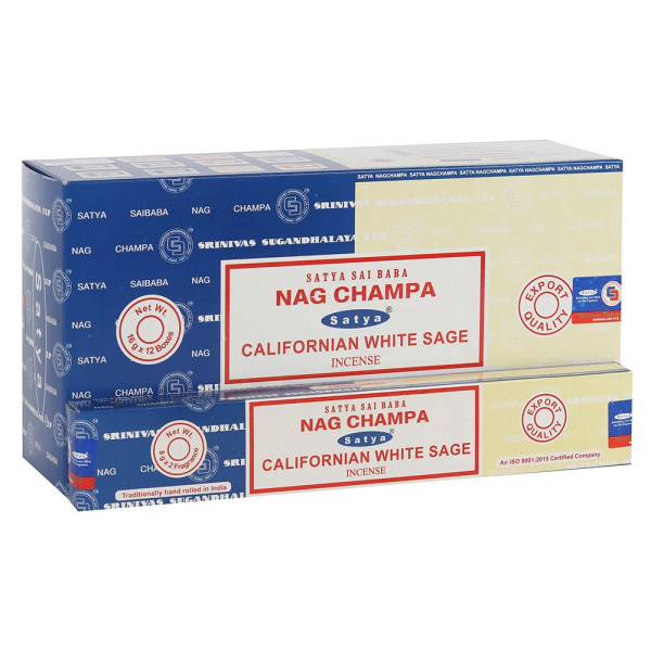 Satya Combo Pack Nag Champa und Californian White Sage Räucherstäbchen