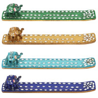 Glitzer Räucherstäbchenhalter mit Elefant in 4 Farben