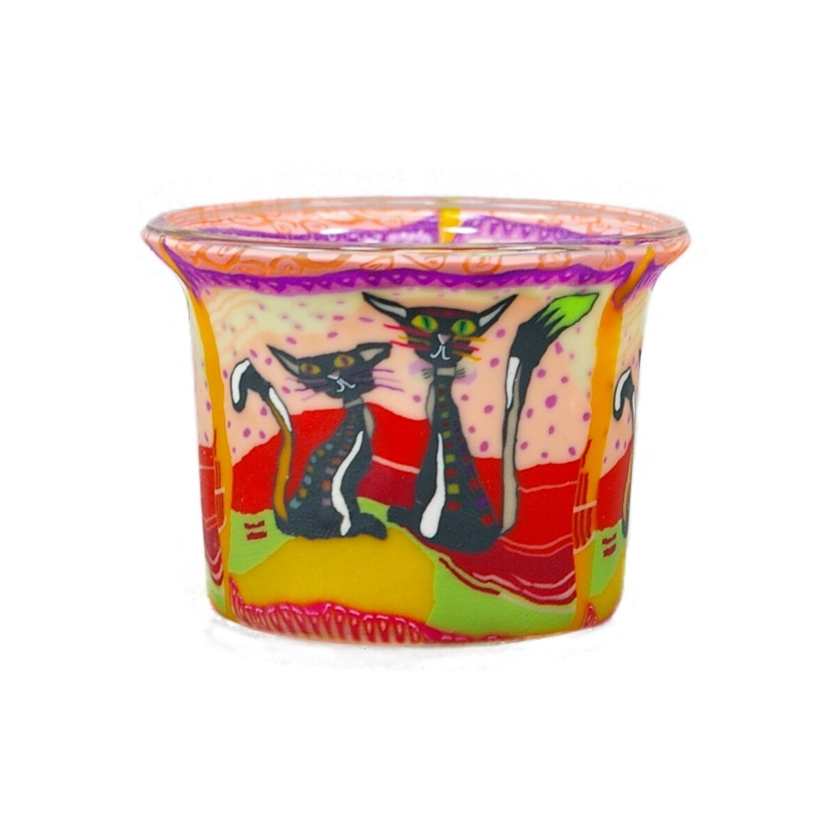Zwei Katzen - Teelichtglas klein 6,5 x 6,5 x 7 cm
