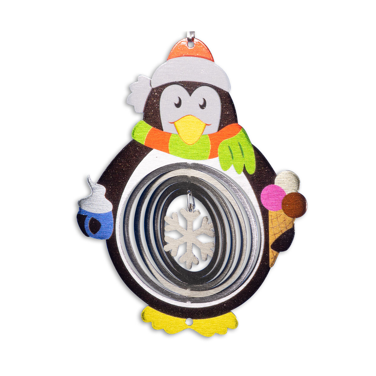 Edelstahl lackiert Windspiel Pinguin 180 Wintertraum bunt
