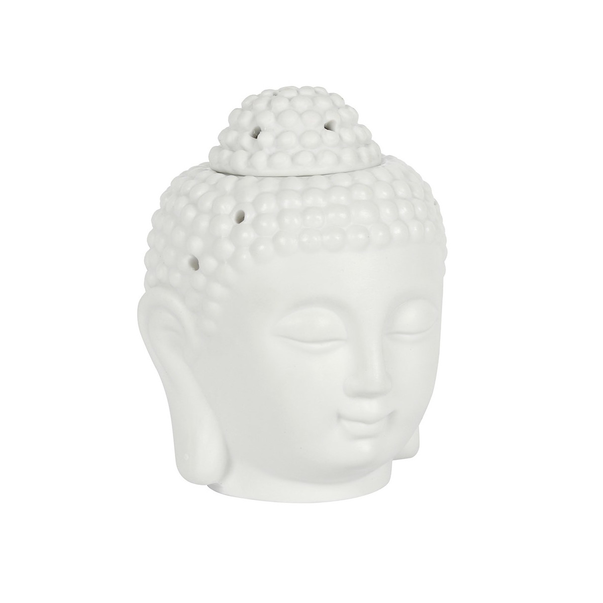 Matt-Weiße Buddha-Kopf Keramik Duftlampe