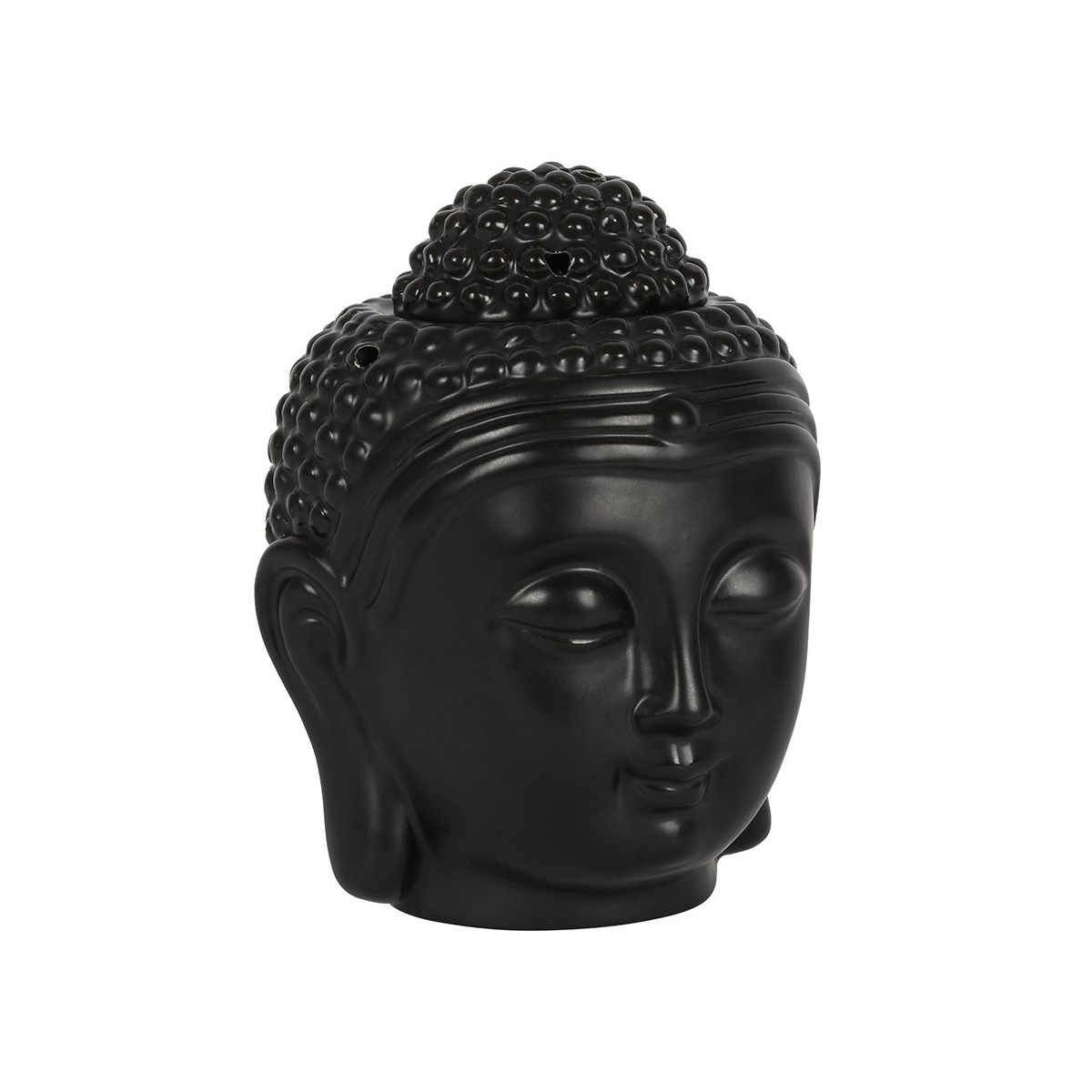 Schwarze Buddha-Kopf Keramik Duftlampe