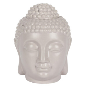 Großer grauer Buddha-Kopf Keramik Duftlampe