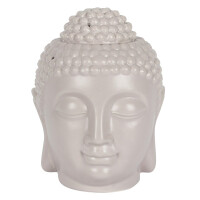 Großer grauer Buddha-Kopf Keramik Duftlampe