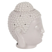 Großer grauer Buddha-Kopf Keramik Duftlampe
