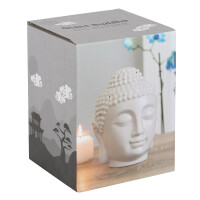 Großer grauer Buddha-Kopf Keramik Duftlampe