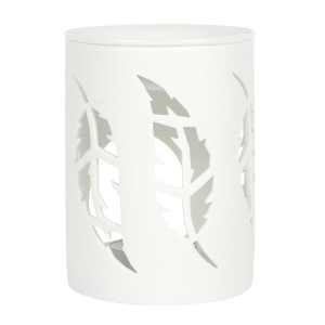 Weiße Feder, Matt-Weiße Keramik Duftlampe