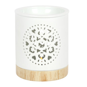 Mandala, Matt-Weiße Keramik Duftlampe