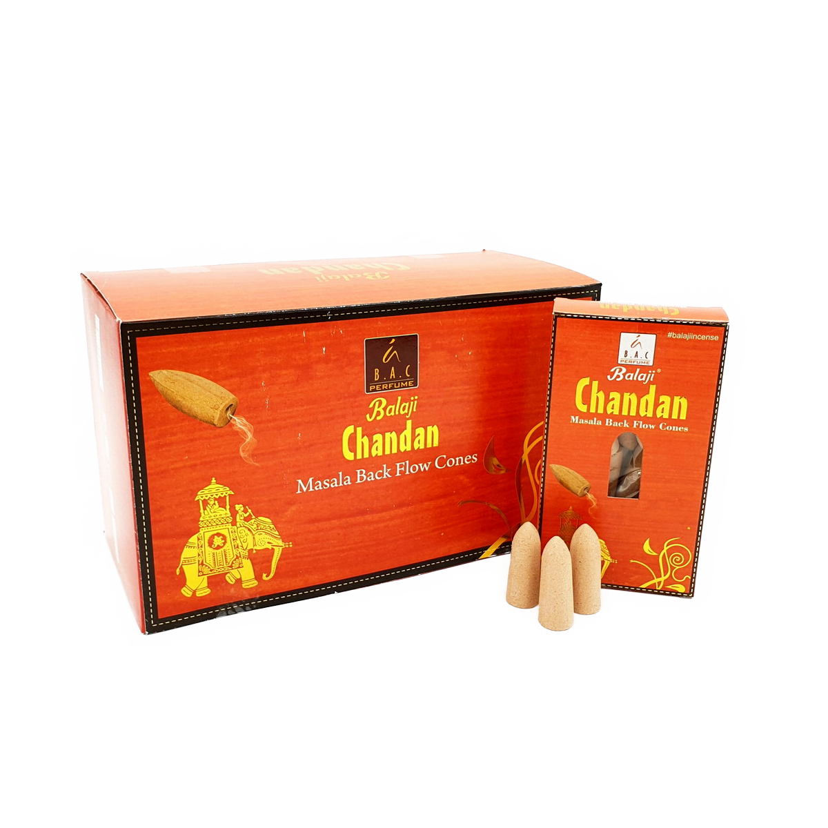 Balaji Malasa Jumbo Rückflusskegel Chandan/Sandelholz