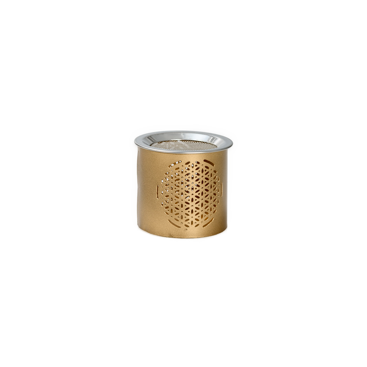 Räucherstövchen Edelstahl gold H 6 cm, Blume des L