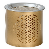 Räucherstövchen Edelstahl gold H 6 cm, Blume des Lebens