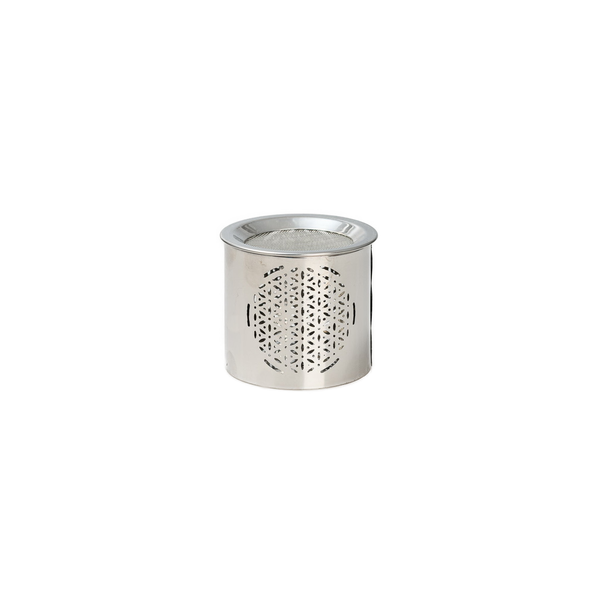 Räucherstövchen Edelstahl silber H 6 cm, Blume des