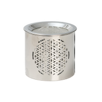 Räucherstövchen Edelstahl silber H 6 cm, Blume des Lebens