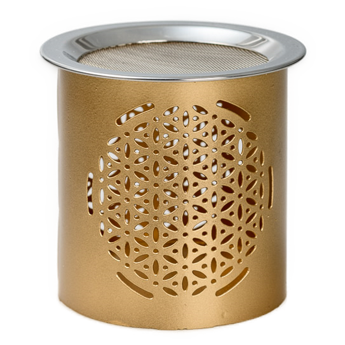 Räucherstövchen Edelstahl gold H 8 cm, Blume des L