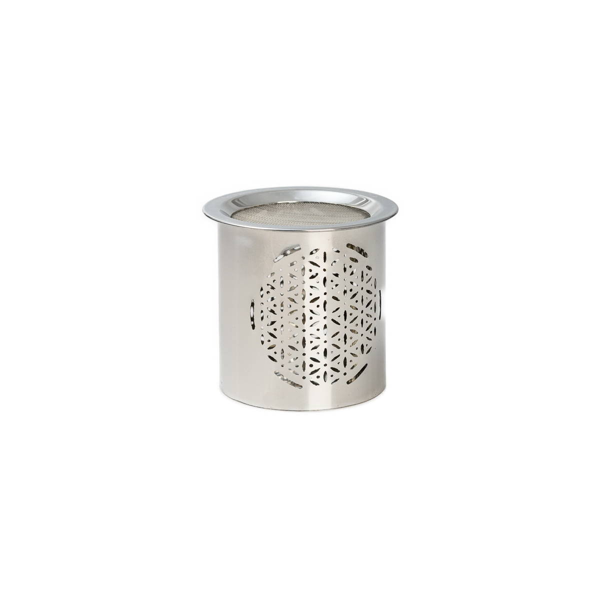 Räucherstövchen Edelstahl silber H 8 cm, Blume des