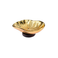 Kleine Räucherschale "Blatt", goldfarben 9 x 12 cm