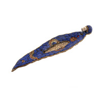Metall Räucherstäbchenhalter Elefant mit Mosaikmuster blau Länge 21,5 cm