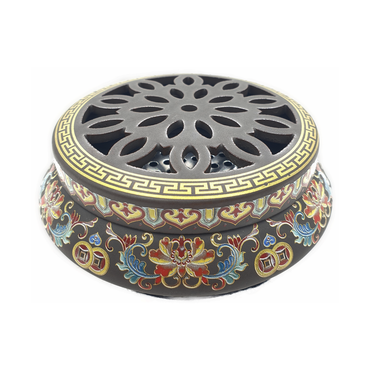 Luxus Keramik Räuchergefäß - Gold mit Lotus 