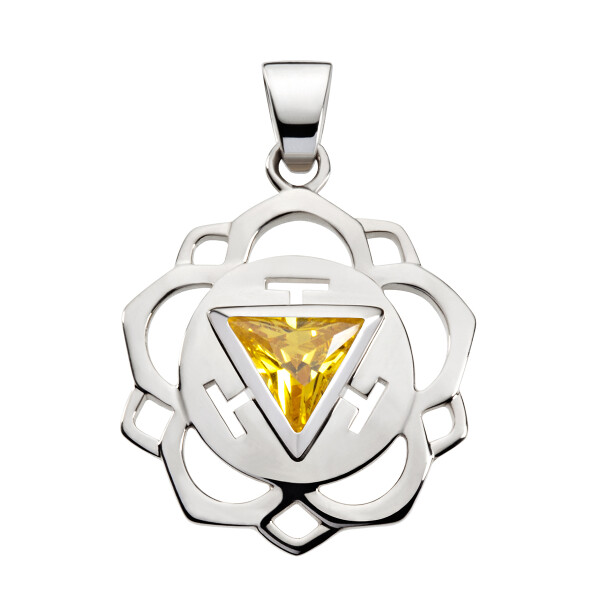 Nabel-Zentrum - Chakra - Anhänger - mit Zirkonia