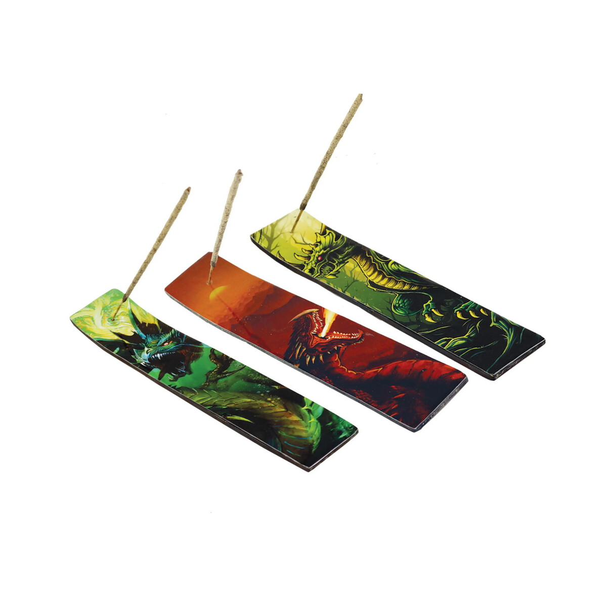 Räucherstäbchenhalter aus Holz mit Drachen, 3 Moti