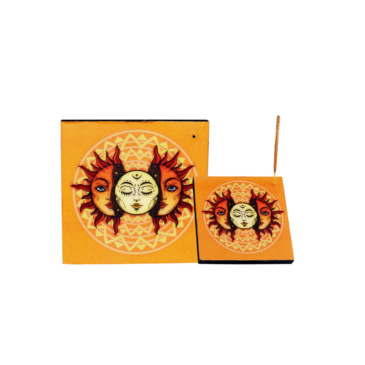 Sun Moon Räucherstäbchenhalter aus Orangenholz, As
