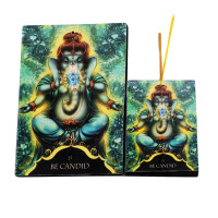 Ganesha Räucherstäbchenhalter aus Holz, Aschenfänger, Blau