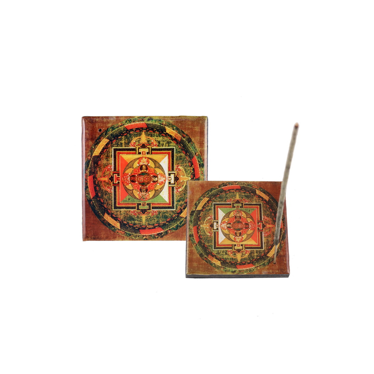 Shree Yantra Räucherstäbchenhalter aus Holz, Asche