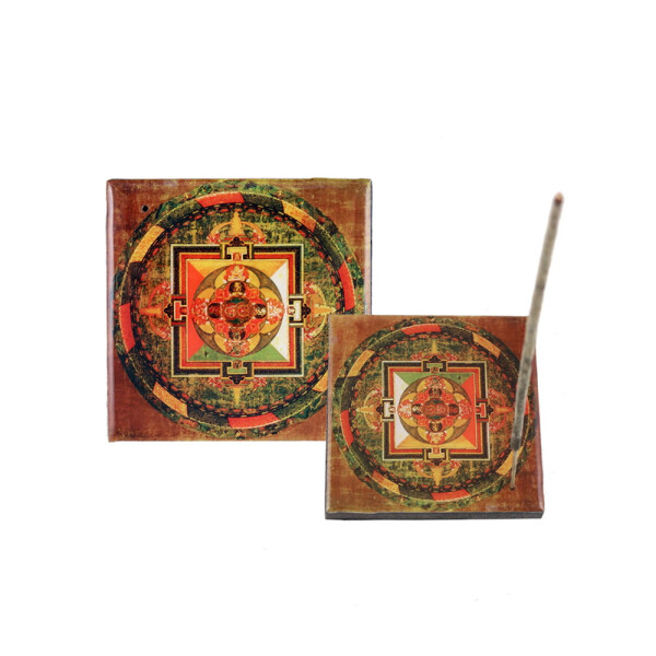 Shree Yantra Räucherstäbchenhalter aus Holz, Aschefänger