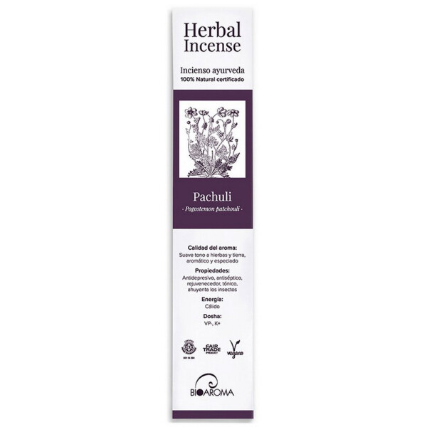 BioAroma Pachuli (Patchouli) Räucherstäbchen, Ayurveda. Fairer Handel