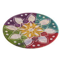 Speckstein - Räucherstäbchenhalter rund Buntes Mandala