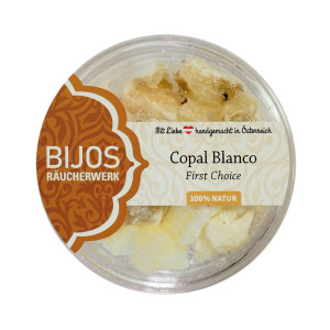 Copal Blanco FIRST CHOICE BiJos Räucherwerk im 50 ml Ps-Glas