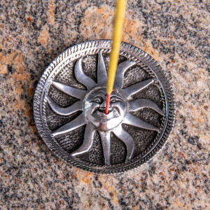 Sonne Räucherstäbchenhalter Weißmetall, ø 7 cm