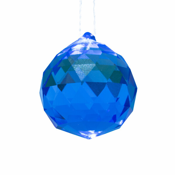 Kristall Facettkugel mit Loch 3cm Blau
