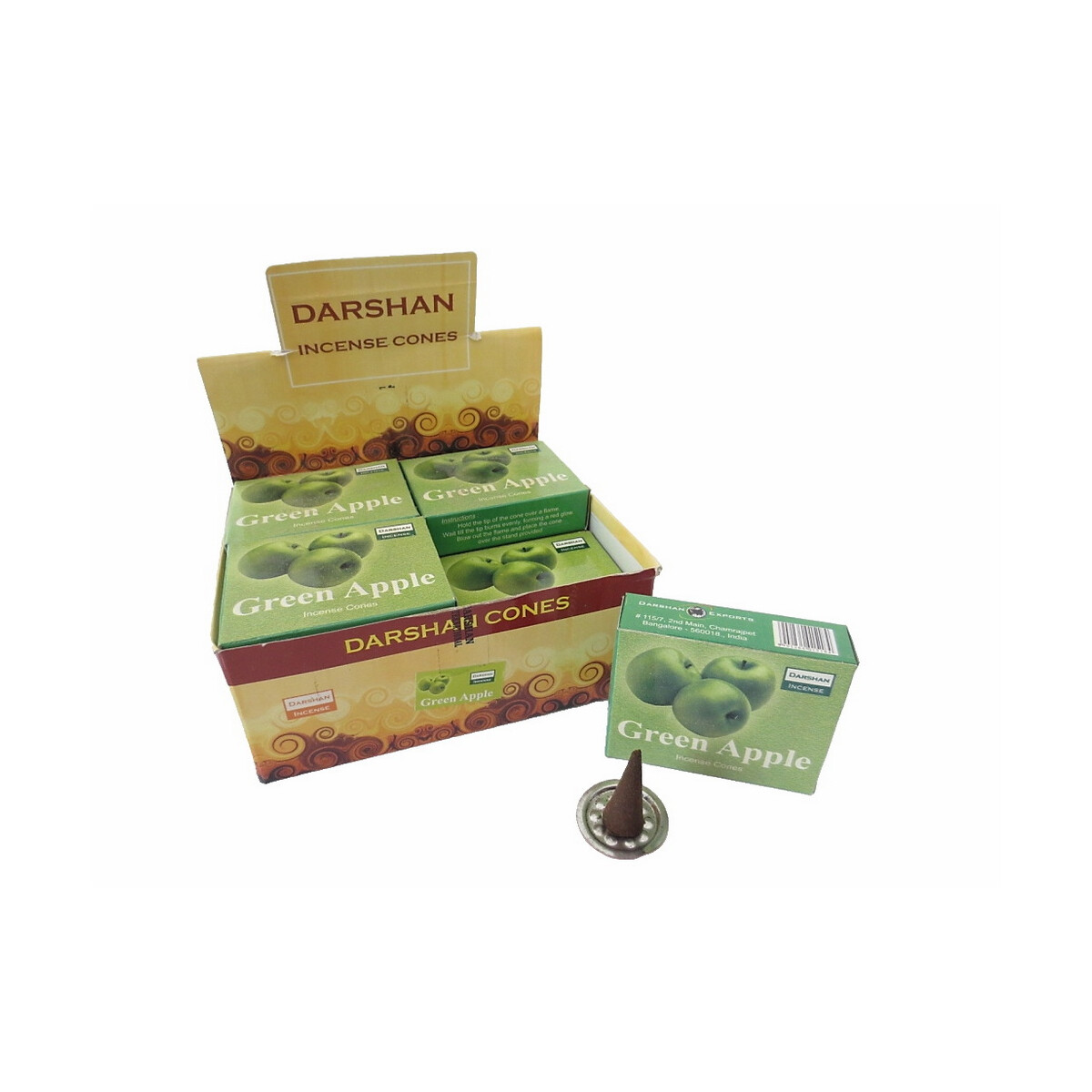 Darshan Räucherkegel Grüner Apfel 10 Kegel