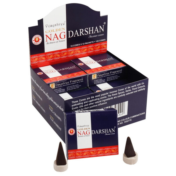 Golden Nag Darshan Räucherkegel Schachtel mit 10 Kegel